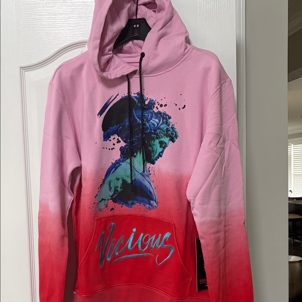 Pink & Red Gradient 'Vicious' Graphic Hoodie